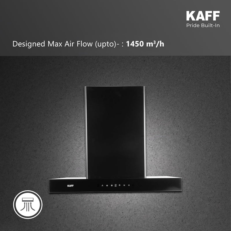 Kaff ASHPRO (SUPER) DHC 60cm Auto Clean Kitchen Chimney | 1450 m³/h Suction | Filterless Dry Heat Technology | Gesture &