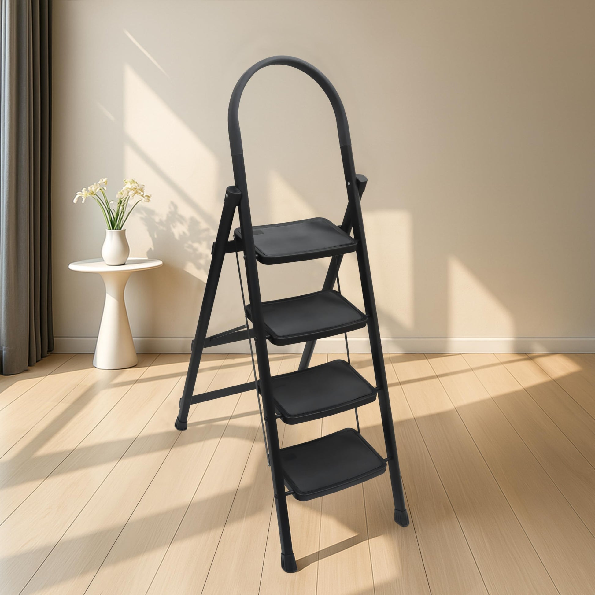 Plantex Premium 4 Step Steel Ladder/Ladder for Home/Wide Anti-Skid Wide Step Ladder/Capacity Upto 150 Kg (Blue & Black)