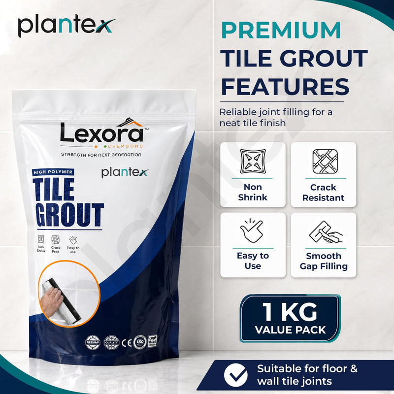 Plantex Lexora Premium Tile Grout/Waterproof Tile Gap Filler for Kitchen & Bathroom Wall Tiles Joint Filler/Crack Resistant/Chemical Resistant/Stain Resistant 1 kg (Ivory)-2