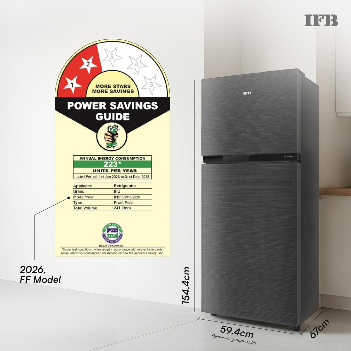 IFB 241L 2 Star 10-in-1 Convertible, Advanced Inverter Frost-Free Double Door Refrigerator with 30 Hrs Cooling Retention, Turbo Freeze & 4 Year Super (IFBFF-291BYOSET)-2
