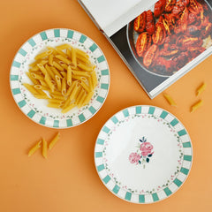Magique by The Wishing Chair x ClayCraft : Portrait of a Rose Pasta Plates Set of 2 | Ceramic Coupe Plates | Elegant Floral Dinnerware | Ideal Gift for All Occasions | Dishwasher Safe