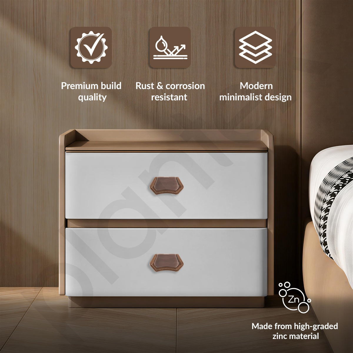 Plantex Drawer Kadi/3 Inch Chest Handle for Drawer/Rectangular Cabinet Kadi/Pull-Push Kadi for Home/Office Drawer - Pack of 3 (DTK-296, Rose Gold)-4