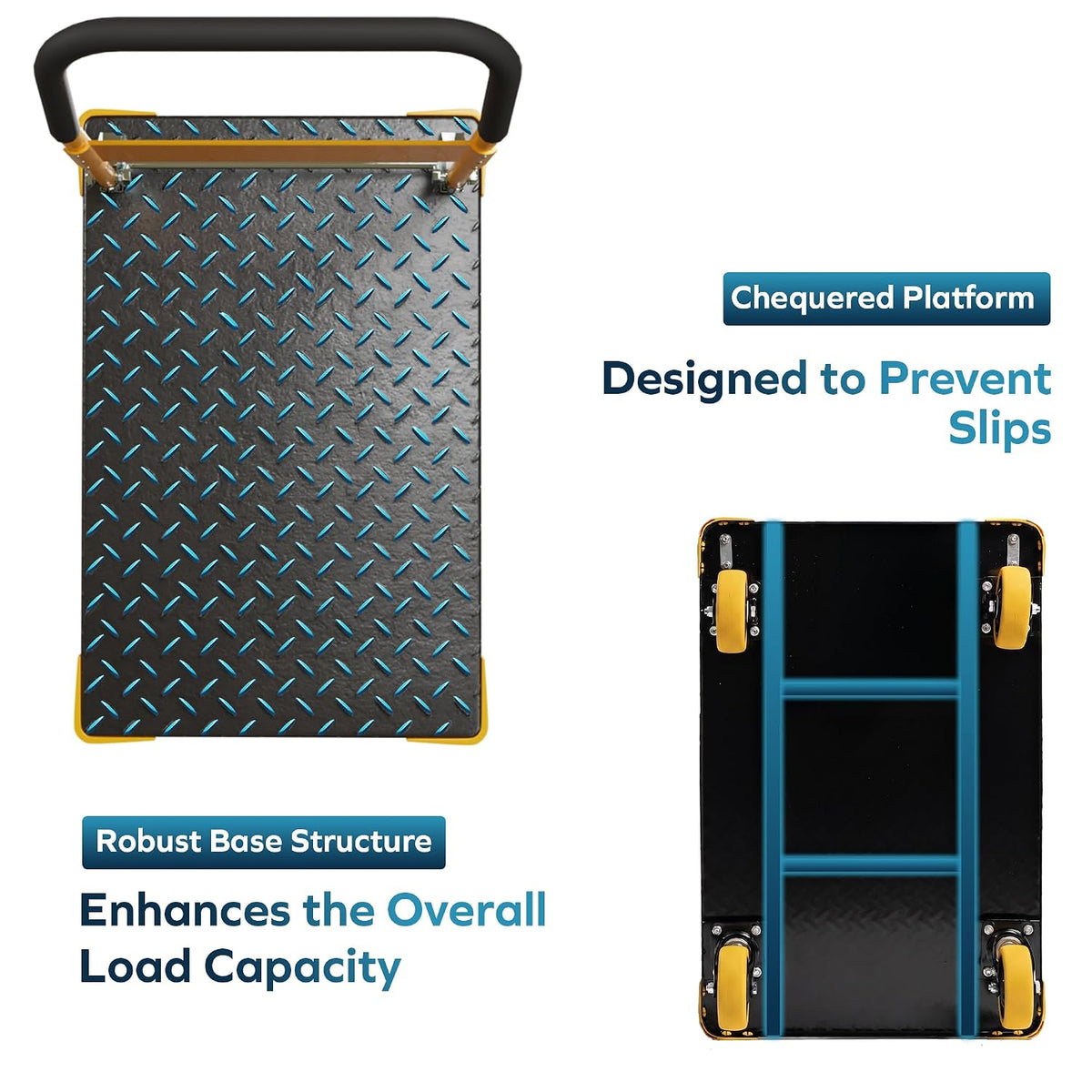 Corvids 200 Kg Heavy-Duty Folding Metal Hand Platform Trolley/Truck | 2-Year Warranty | Portable & Compact Industrial Dolly Cart with 360 Rotating Wheels for Home, Office & Warehouse Use