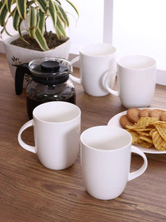 Clay Craft Basics White Ceramic Milk Mug Set Of 1Pc - 300 Ml