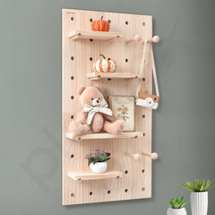 Plantex Multipurpose Pine Wall Mount Wood Pegboard For Home/Wood Display Shelf/Wall Organizer For Bedroom/Kitchen/Bathroom - (32X16 Inches)-6