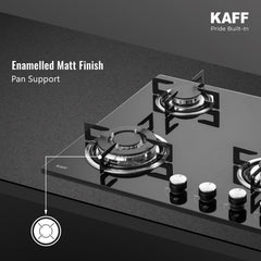 Kaff 60cm Built-in Hob 4 Burner | Auto Electric Ignition Gas Hob | Italian Burners | 8mm Toughened Glass Top | Easy Grip