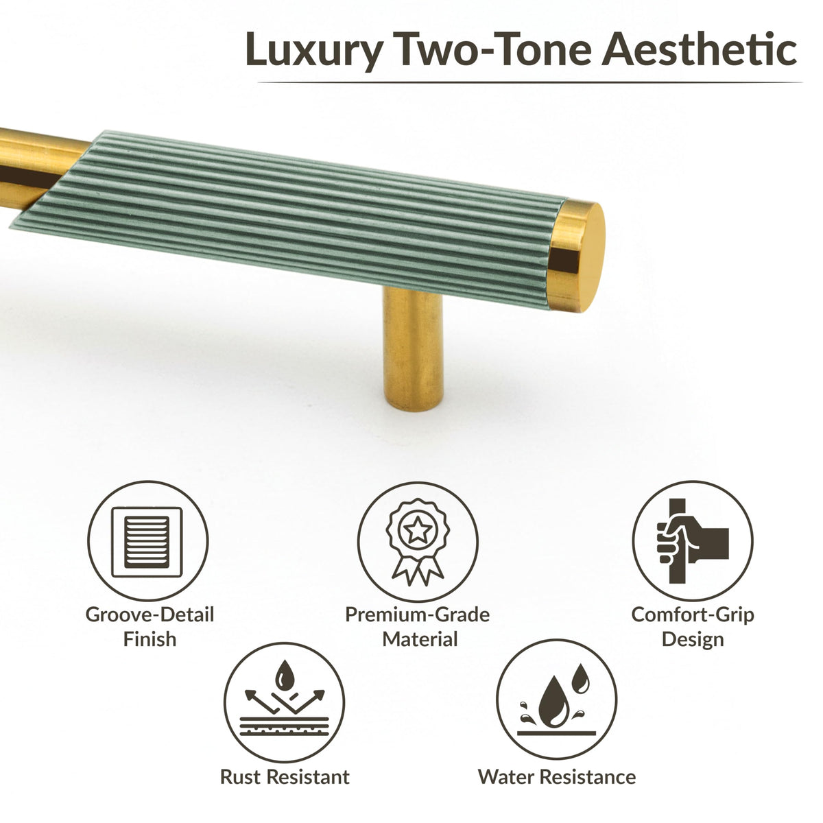 Plantex Stainless Steel & Aluminium Cabinet Handle/900mm Wardrobe Handle for Home/Cupboard Door Pull-Push Handles for Hotel/Office - Pack of 1 (Green & Gold)-2