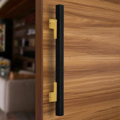 Plantex Door Handle/17 Inch Main Door Handle/Handle for Wooden Door/Pull-Push Door Handle/Door Accessories (Pack of 1, Black, Gold)-1