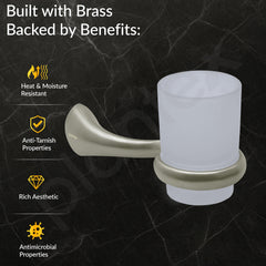 Plantex Smero Pure Brass Tooth Brush Holder/Tumbler Holder/Toothpaste Holder/Bathroom Accessories - Effect (Satin Matt)-2