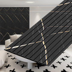 Plantex Louvers Panel for Wall/3d Wall Panel for Interior Wall Decor/PVC Wall Panel/Eco-Friendly Fluted Panel for Wall/- Pack of 3, Covers - 30 Sq. Ft (Black Gold Marble-12 Inch x 10 Ft)-1