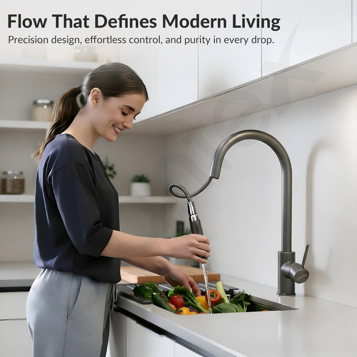 Plantex Pull-Down Kitchen Sink Tap/304 Stainless Steel Sink Tap for Kitchen Basin with 360? Swivel Spout/Kitchen Sink Faucet- (1062, Grey)-6