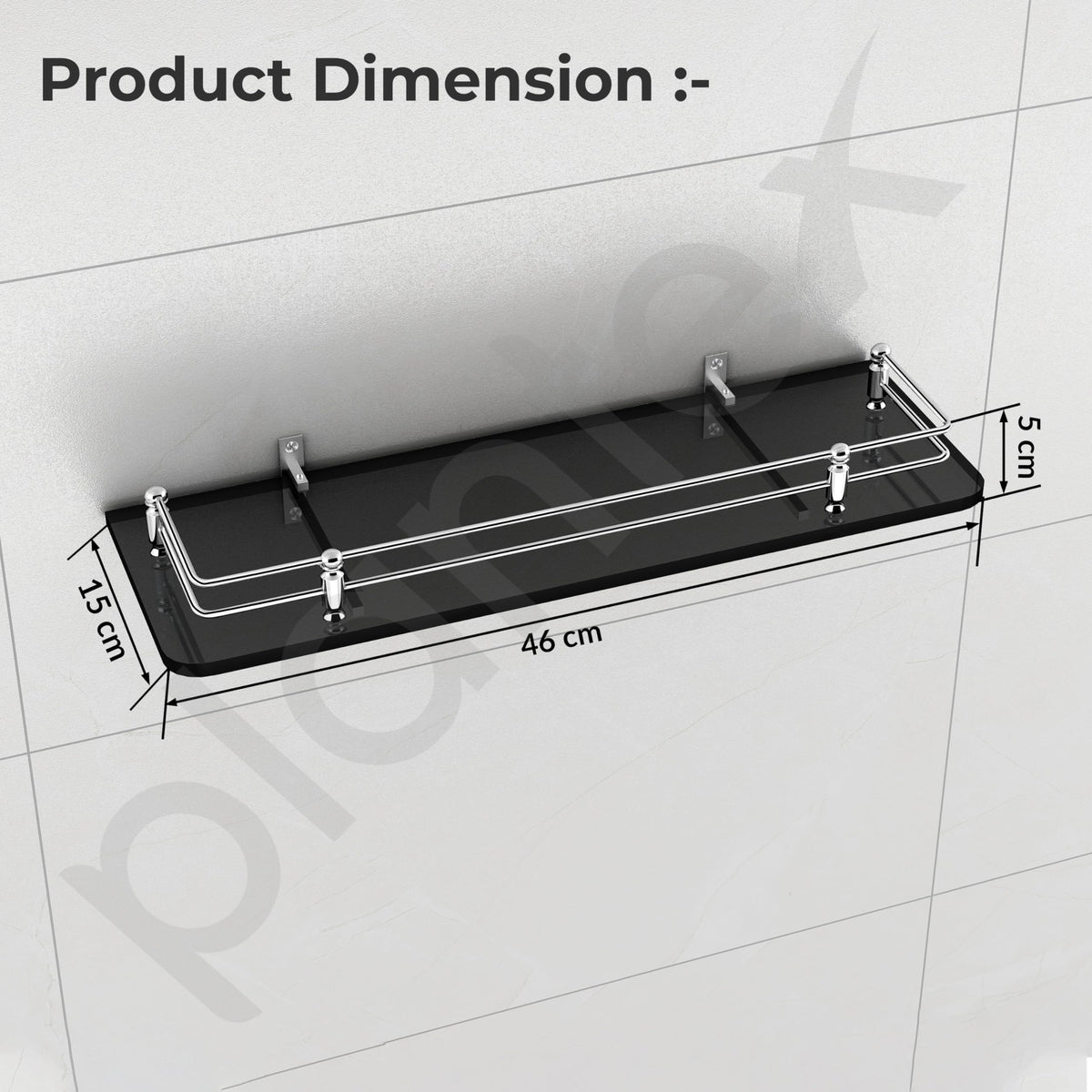 Plantex Premium Black Glass Shelf for Bathroom/Kitchen/Living Room - Bathroom Accessories (Polished, 18x6 Inches) - Pack of 1-2