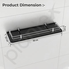 Plantex Premium Black Glass Shelf for Bathroom/Kitchen/Living Room - Bathroom Accessories (Polished, 18x6 Inches) - Pack of 2-2