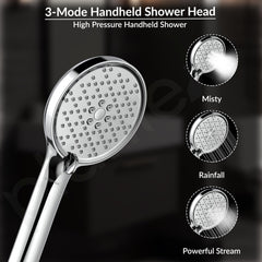Plantex Shower For Bathroom Full Set with 3-Mode Hand Shower/304 Stainless Steel Flexible Hose Pipe & Hand Shower Holder-Chrome-5