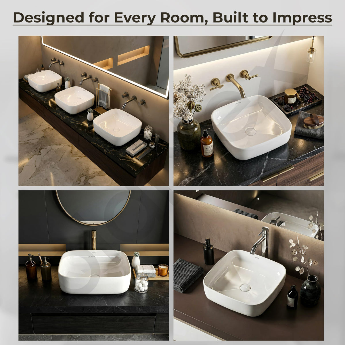 Plantex Platinum Ceramic Wash Basin/Basin for Bathroom/Tabletop Wash Basin/Bathroom Basin (White, 16 x 16 x 5 Inch)-5