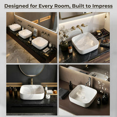 Plantex Platinum Ceramic Wash Basin/Basin for Bathroom/Tabletop Wash Basin/Bathroom Basin (White, 16 x 16 x 5 Inch)-5