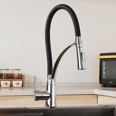 Plantex Designer Kitchen Sink Faucet/Pull Out Faucet for Kitchen Sink with 360‚° Rotatable Flexible tap for Kitchen Sink Deck Mounted -(Chrome & Black)-1