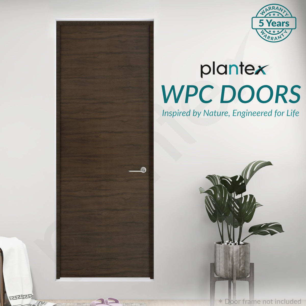 Plantex WPC Doors for Bathroom (30 mm - Thickness)/Waterproof Bathroom Door/2.5x6.75 Feet Wooden Finished Door for Home/Balcony/Office/Kitchen, Density-550 (30x81 inch,24 kg- Charcoal Oak)-5