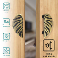 Plantex Heavy Duty Door Handle/6-Inches Leaf Shape Main Door Pull Handle/Pull Push Antique Door Handle/Door&Home Decor(295-Brass Antique Finish)-3 Years Warranty-3