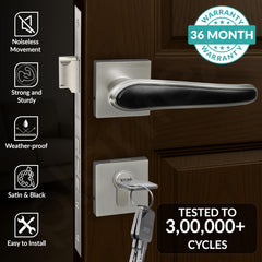 Plantex Main Door Lock/Mortise Lock for Doors - Robust Door Handle for Home with Brass Locks Body & Cylinder (PT-014, Satin & Black)-2