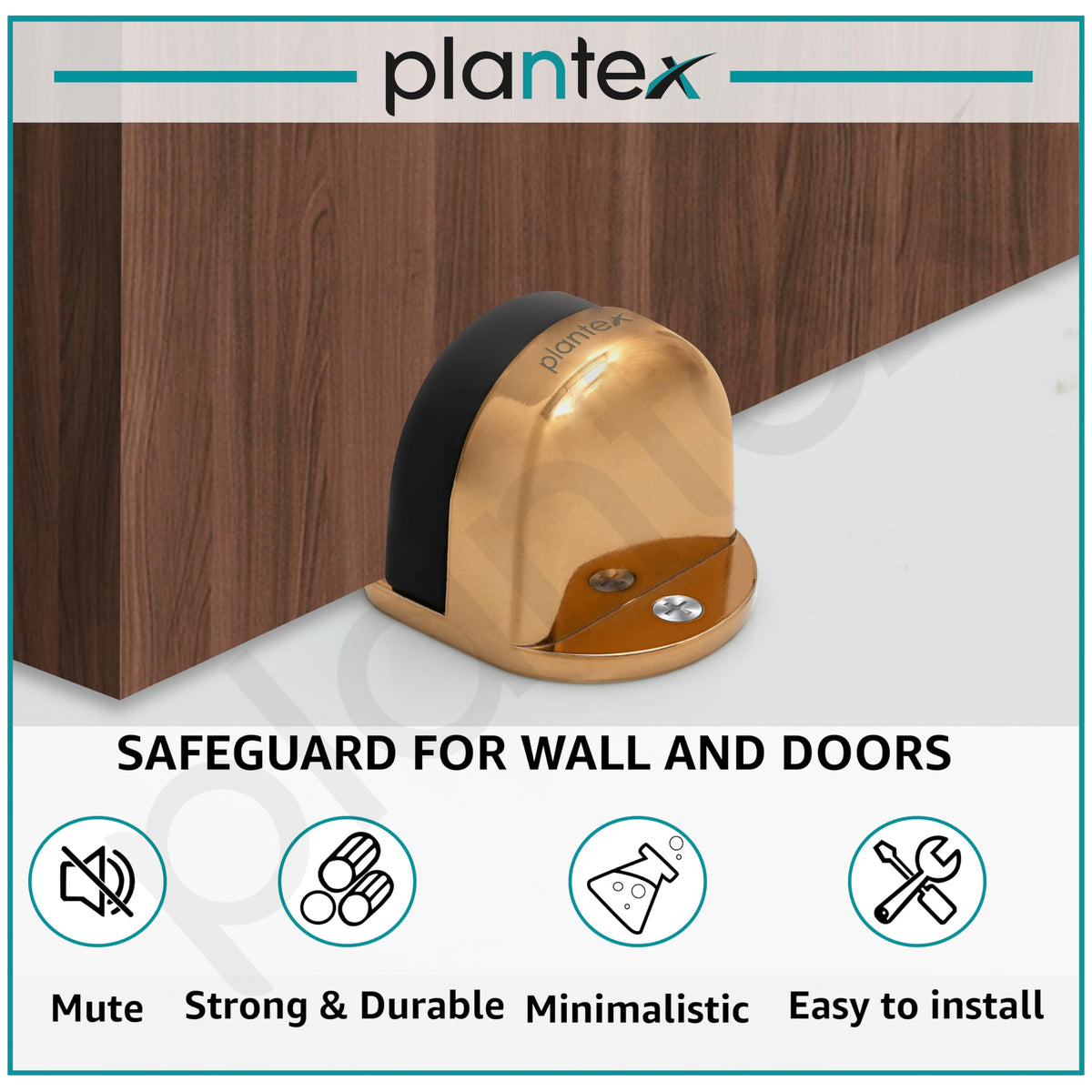 Plantex Premium Floor Mounted Door Buffer/Sound Dampening Rubber Buffer for Bed Room/Living Room/Kitchen/Bathroom Door/Stops for Door Pack of 1 (Rose Gold)-2
