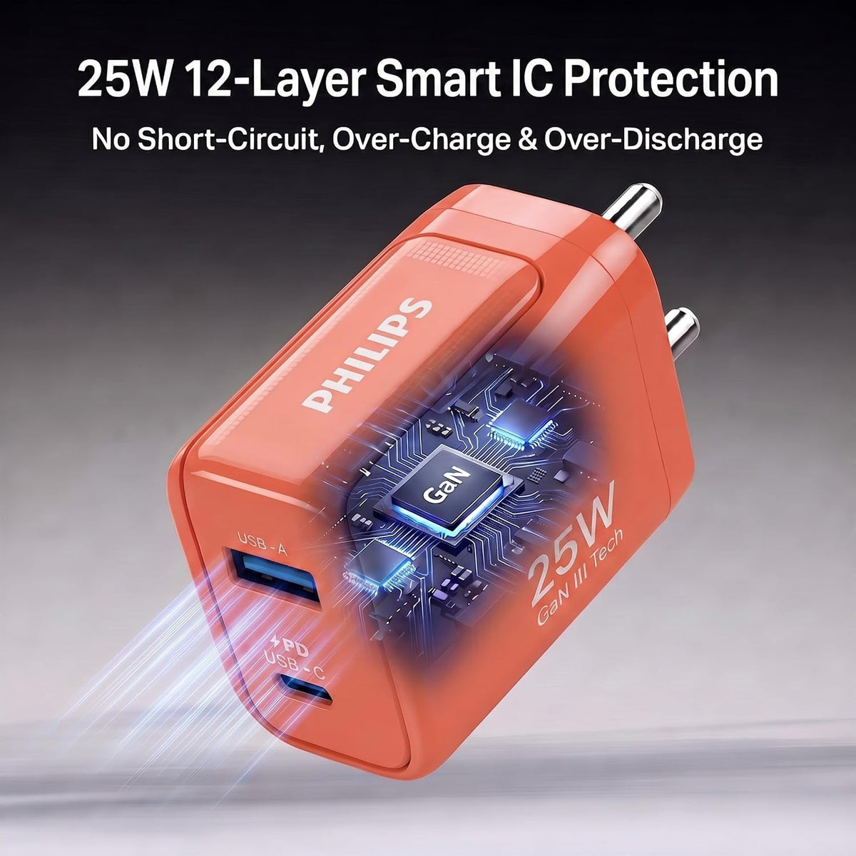 Philips DLP4321NO/94 Gen III Tech 25W Fast Charging Wall Charger (Coral Reef)