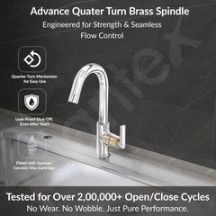 Plantex Pure Brass Kitchen Sink Tap Faucet/Deck Mounted 360 Degree Rotating Tap for Kitchen Sink/Water Saving Aerator- 7 Year Warranty (BAL-512 -Chrome Finish)-2