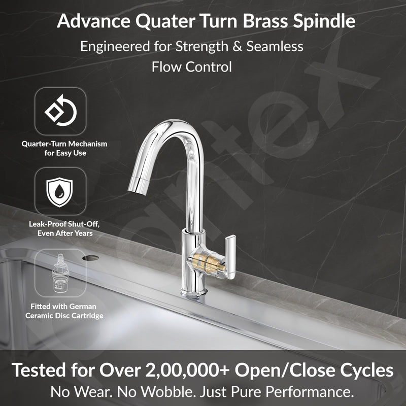 Plantex Pure Brass Kitchen Sink Tap Faucet/Deck Mounted 360 Degree Rotating Tap for Kitchen Sink/Water Saving Aerator- 7 Year Warranty (BAL-512 -Chrome Finish)-2