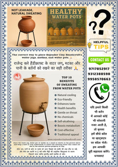Handmade Clay Water Jug 5 Liter with Tap & Down Dhakkan – Natural Earthen Pot for Cool & Fresh Drinking Water – Eco Friendly Mitti Matka, Traditional Design by Rajender Clay Handicraft