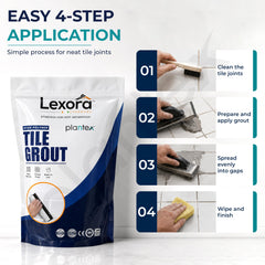 Plantex Lexora Premium Tile Grout/Waterproof Tile Gap Filler for Kitchen & Bathroom Wall Tiles Joint Filler/Crack Resistant/Chemical Resistant/Stain Resistant 1 kg (White)-4