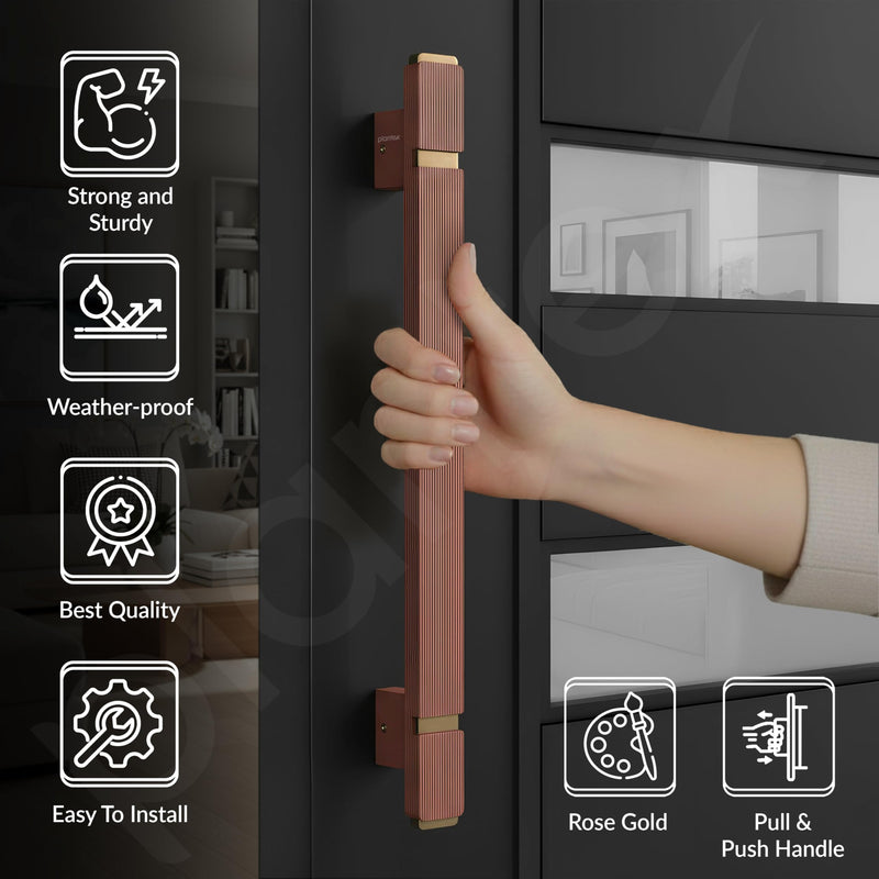 Plantex 12 Inch Main Door Handle/Aluminium Handle for Door/Pull-Push Handle for Home/Office/3 Years Warranty Pack of 1 (APS-613, Rose Gold)-3