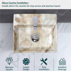 Plantex Ceramic Wash Basin for Bathroom/Square Wall Hung Basin/Bathroom Sink/Washbasin for Restaurant/Hotel (13 x 12 x 5 Inch)-6