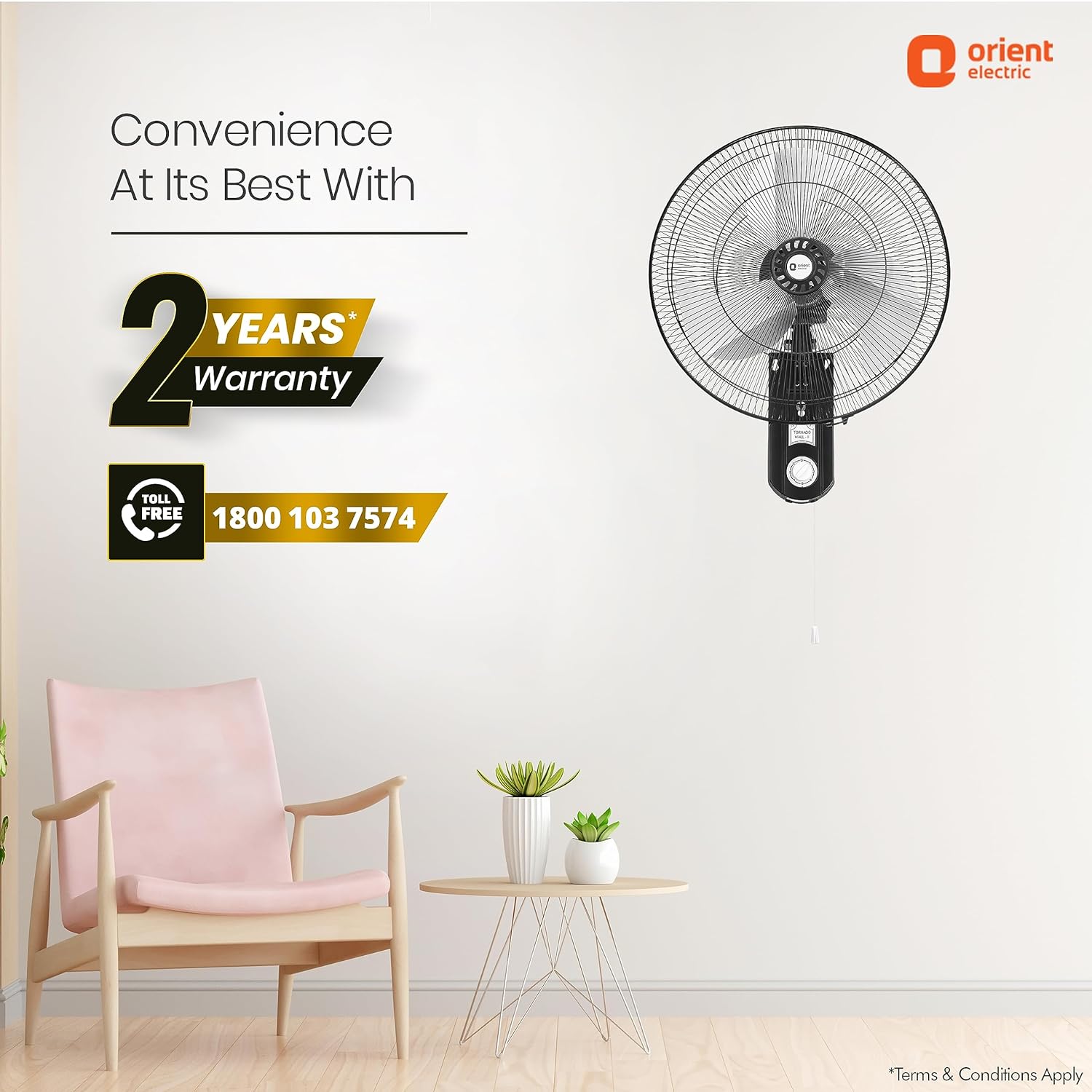Orient Electric 450mm Tornado - Wall II Fan (Black Metal)
