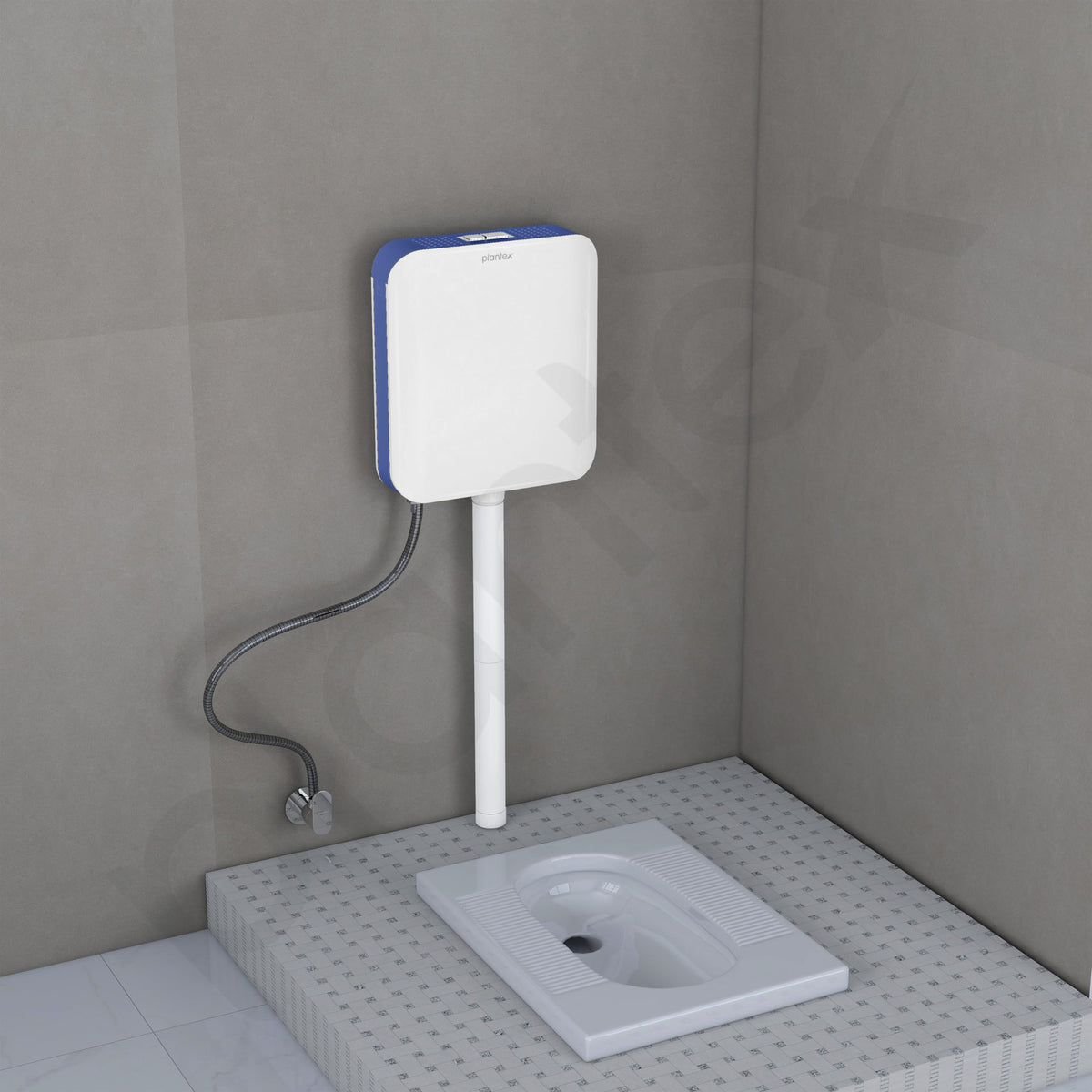 Plantex Commode Flush Tank for Toilet with 7 LTR Water Capacity/Dual Tone and Slim Polypropylene Flush Tank with Internal Accessories - Pack of 1 (Blue & White)-6