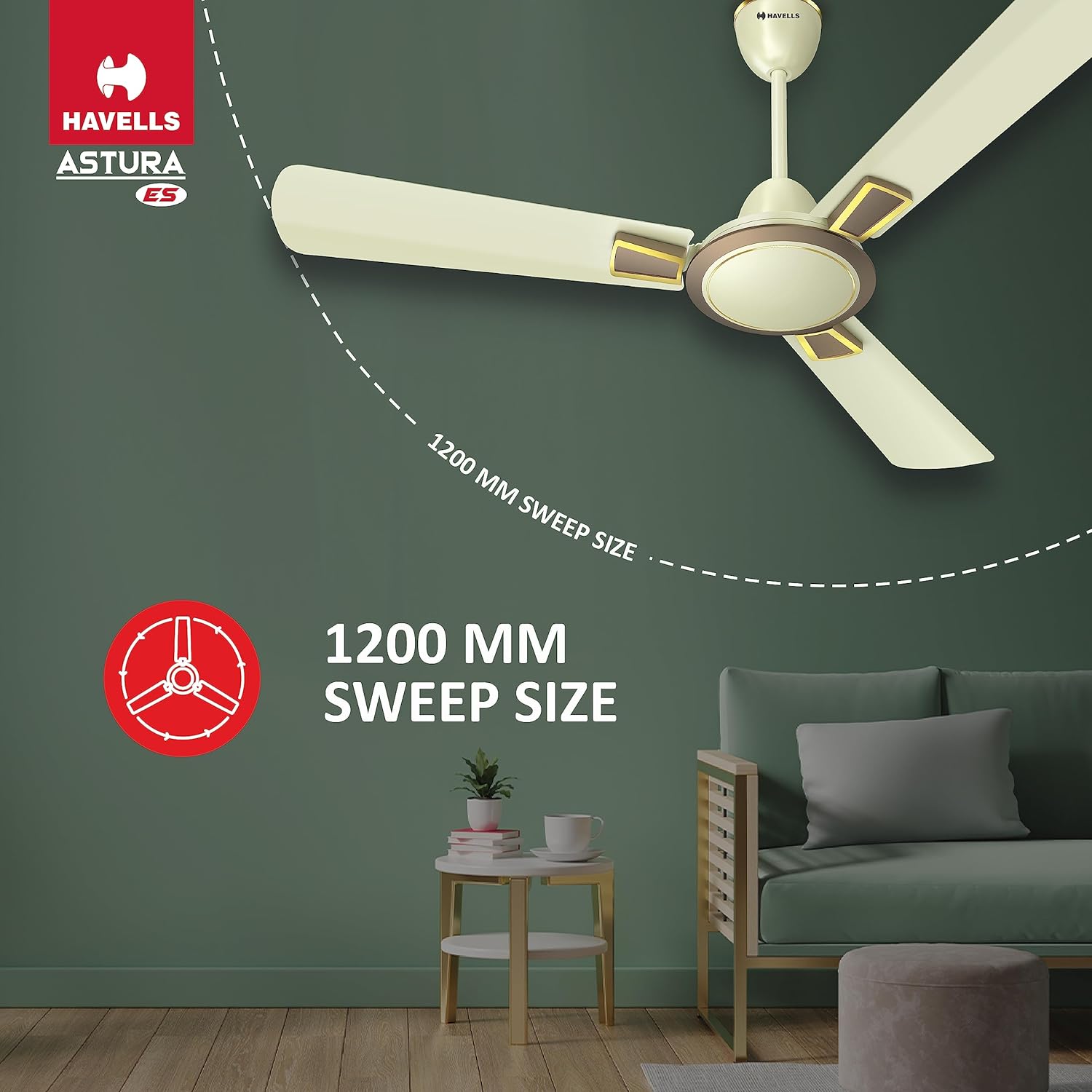 Havells 1200mm Astura Energy Saving Ceiling Fan (Bianco Bronze, Pack of 1) 1 Star