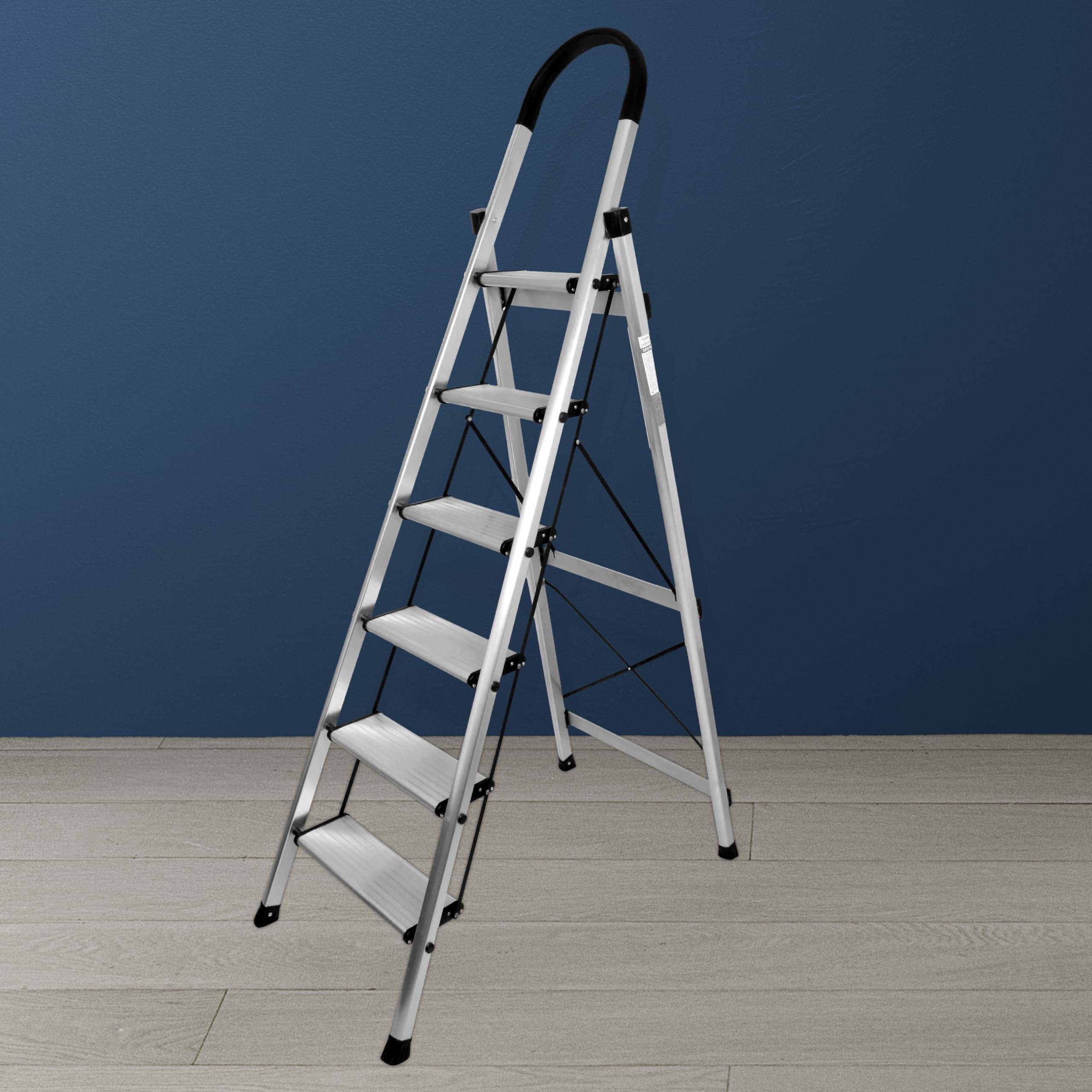 Plantex Surestep 3 Step Aluminum Ladder for Home Use/Wide Anti-Slip Steps/Foldable Ladder with Anti Skid PVC Shoes, 3 Steps Kitchen Stool (Anodize-Silver)