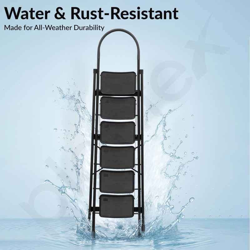 Plantex Hercules Pro 6-Step Foldable Ladder for Home with 150 kg Load Capacity/Heavy-Duty Steel Ladder/Anti-Slip Wide Step/Strong, Stable & Multi-Purpose (Black)-5