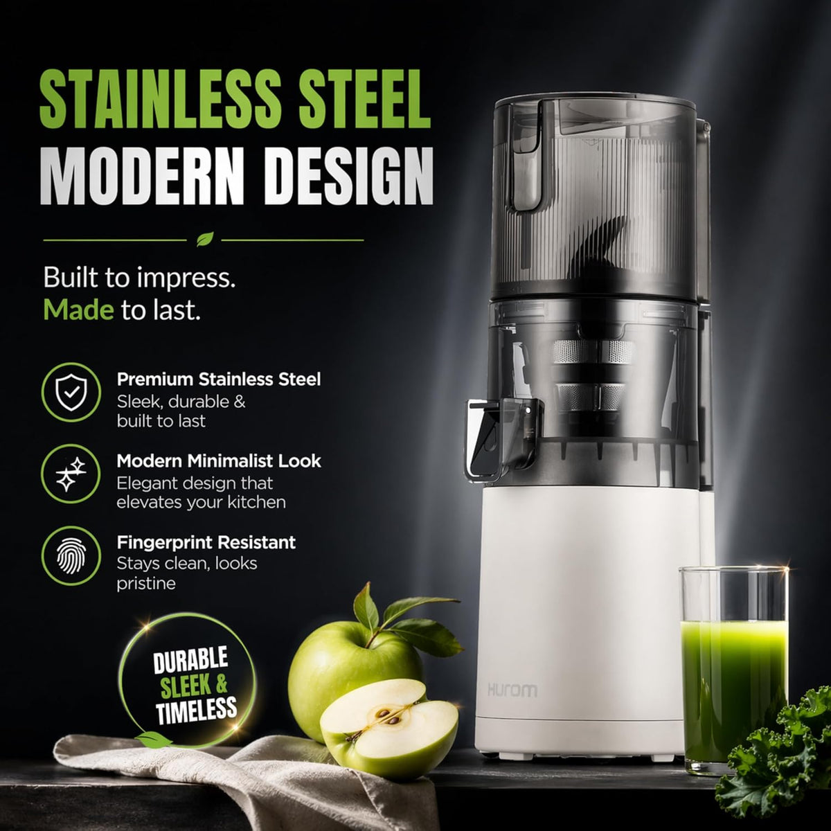 Hurom E30ST Cold Press Juice for Home, Advanced Cold Press Technology for 20% More Juice, All-in-1 Juicer for Fruits, Vegetables & Nut Milk, World's No. 1 Slow Juicer Brand since 1974, 12 Yrs Warranty