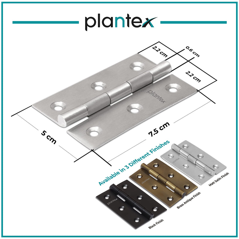 Plantex Stainless Steel Door Hinges 3 inch x 16 Gauge/1.5 mm Thickness Home/Office/Hotel for Main Door/Wooden/Bedroom/Kitchen/Kabza - Pack of 3 (Satin Matt)-4