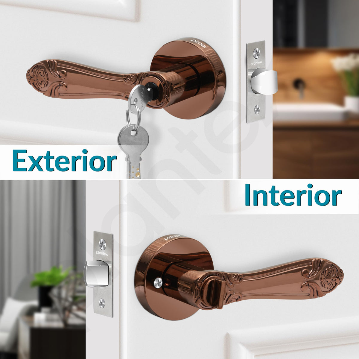 Plantex Premium Door Lock for Home/Mortise Lock for Door/Main Door Lock with 3 Key - (Rose Gold)-5