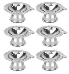 Dynore Stainless Steel Peacock Grace Traditional Diya for Puja, Festivals & Home Decor- Set of 6 Pcs
