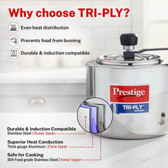 Prestige Svachh Neo 3 Burner Glass Top Gas Stove, Liftable Burners, Black, ISI + Prestige 3 Litre TRIPLY Svachh Inner Lid Pressure Cooker, Deep Lid for Spillage Control, Gas & Induction