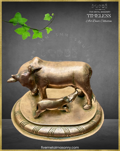 Cow and Calf Panchaloha Bronze Icon - 4" - Timeless Collection