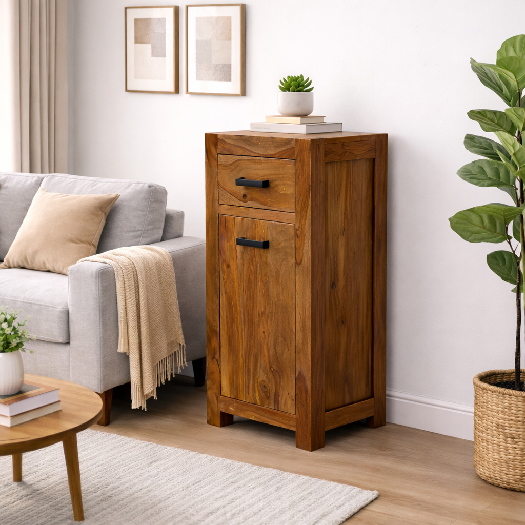 Sierra Sheesham Wood Solid Wood Tall Side Cabinet