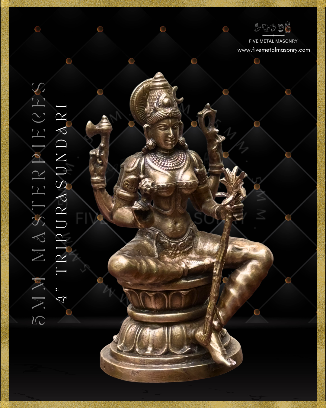 Lalitha-Tripurasundari  Panchaloha Bronze Icon - 4"-  Masterpieces Collection