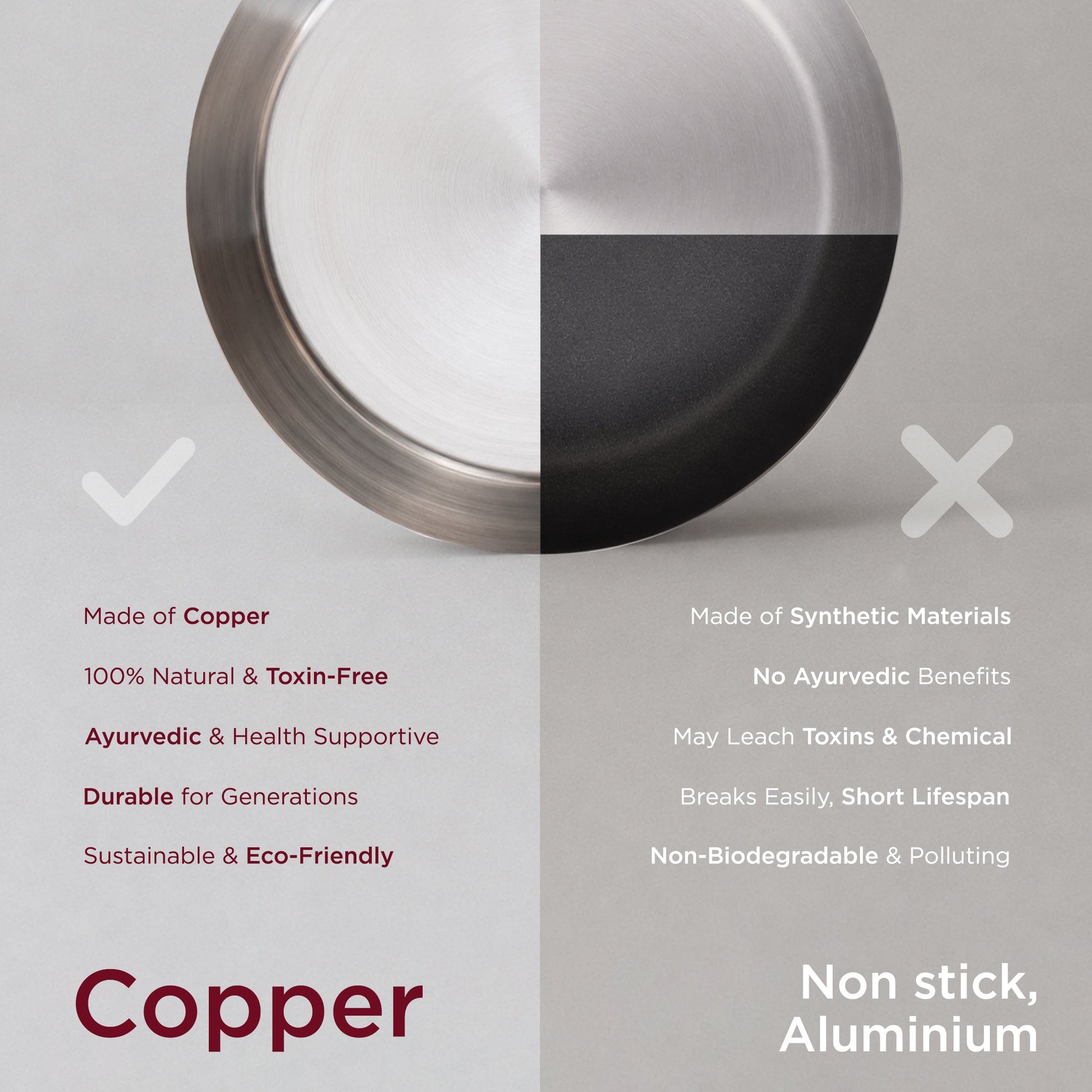 Traditional Copper Fry Pan with Tin Coating and Insulated Handle (तांबा का फ्राई पैन)