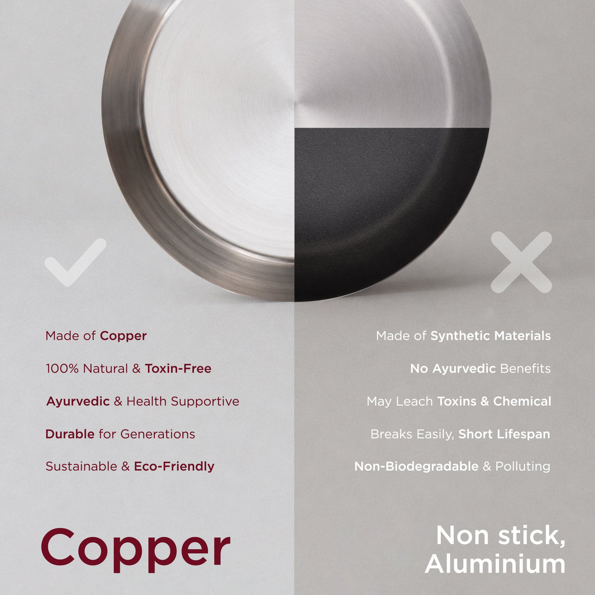 Traditional Copper Fry Pan with Tin Coating and Insulated Handle (तांबा का फ्राई पैन)