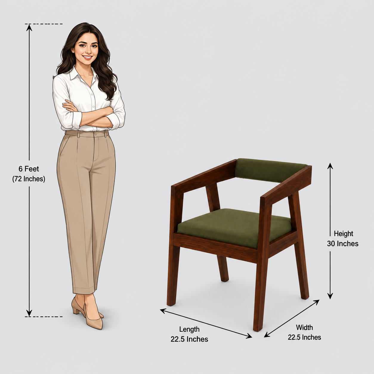Astera Solid Sheesham Wood Upholstered Arm Chair