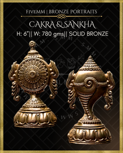 Chakra & Sankha Panchaloha Bronze Icon Set - 6"