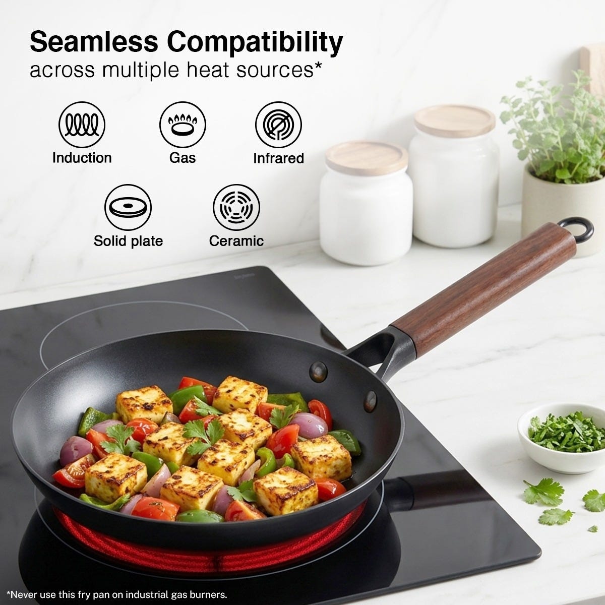 Prestige Castlite Nitride Cast Iron Fry Pan 20cm/0.9L, Rust-Proof, Chemical-Free + Prestige Castlite Lightweight Cast Iron Kadai 24cm/2.4L with Glass Lid, Enamel Coated, Gas & Induction, 15Y Warranty